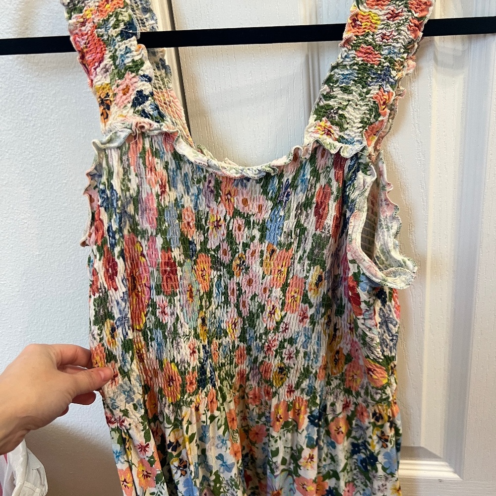 Anthropologie Natalie Smocked Babydoll Tank Small conditions apply floral